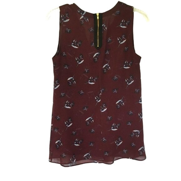 CAbi Career Blouse Sleeveless Floral Back Zipper Size XS in Plum and Soft Blue - Picture 2 of 8